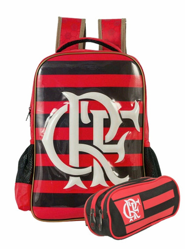 Mochila De Costas E Estojo Escolar Times Flamengo Grande