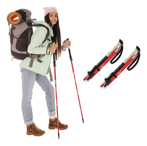 Set 2 Bastones De Trekking Senderismo Bastones Plegables