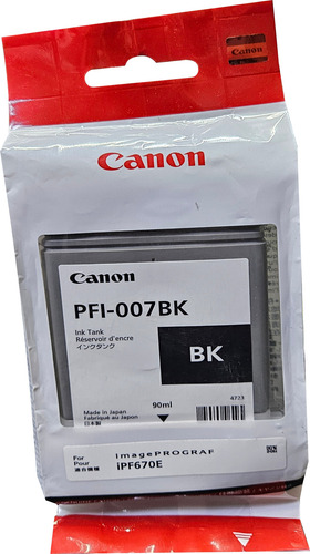 Cartucho De Tinta Canon Pfi-007bk Imageprogaf Ipf670e 90ml