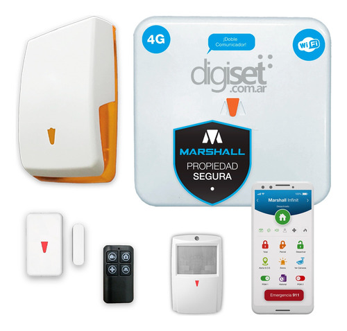 Kit Alarma Inalámbrica Marshall 4 Wifi + 4g Casa Local