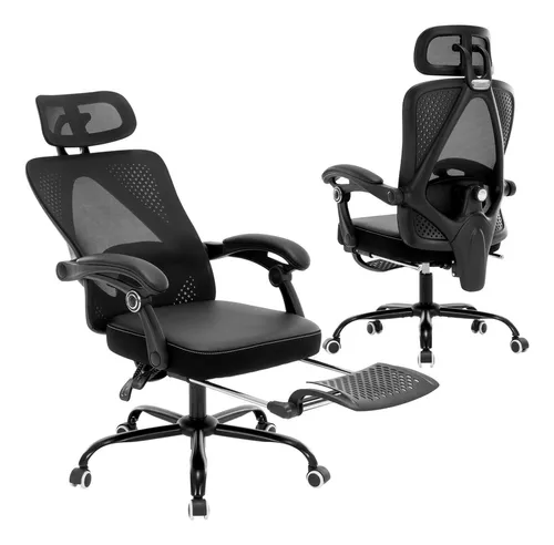 Silla de oficina ergonómica, silla de malla reclinable, silla de escritorio  para computadora, silla giratoria con reposabrazos acolchados, soporte