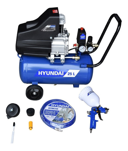 Compresor de aire eléctrico portátil Hyundai HYAC25K 25L 2.5hp 110V 60Hz azul