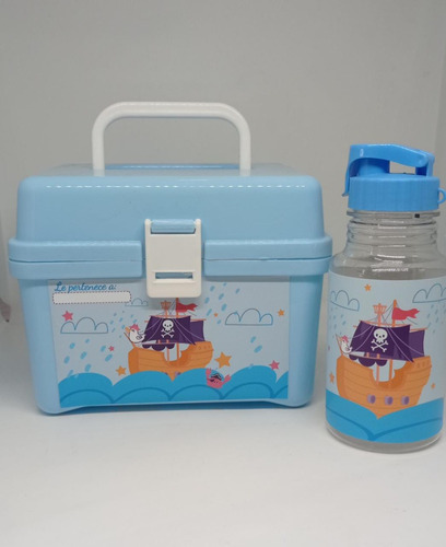 Duo Lunchera Valijita Con Botella Mini 350ml Flip Tap En Mca