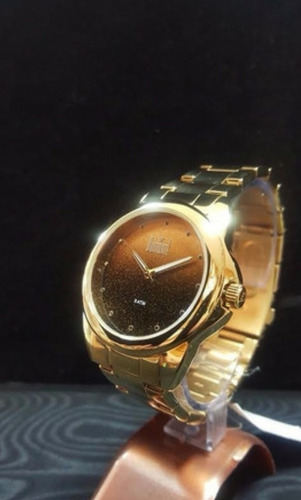 Relógio Feminino Dumont Dourado Fundo Marrom Du2035lnu/4p