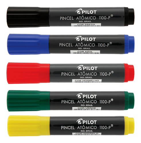 Kit Marcador Pincel Atômico Canetão Pilot 1100-p 5 Cores