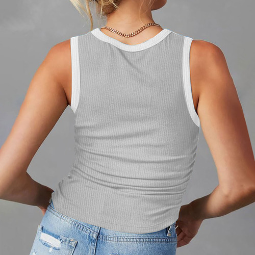 Camiseta Sin Mangas De Verano En Bloques De Color Liso N Par
