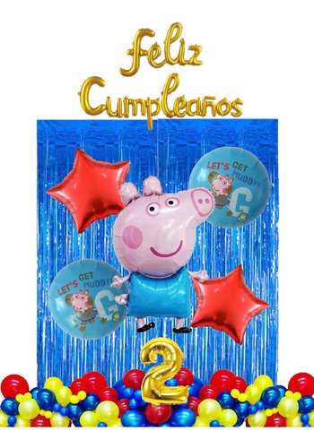 Set De Globos George Pig Decoración Fiesta De 39 Piezas