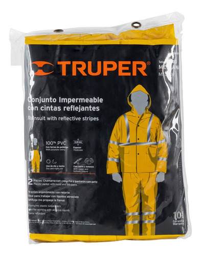 Conjunto Impermeable Doble Capa C/reflejante,m, Truper 18416