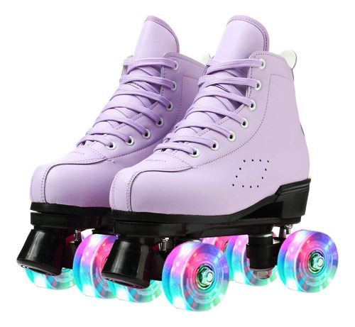 Patines De Cuatro Ruedas Para Mujer, De Piel Sintetica, Con 