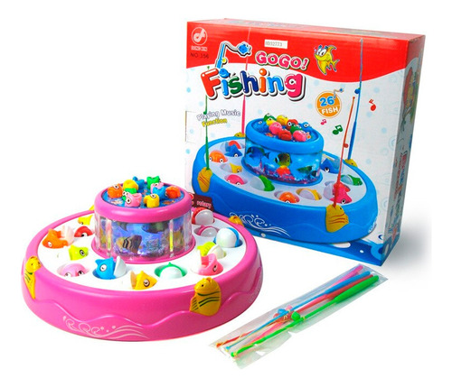 Juego Pesca 2 Pisos Mágnetico Niños Fishinggame Luces Sonido