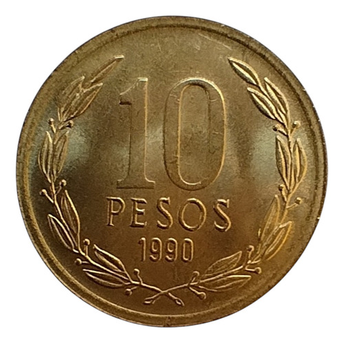 Moeda 10 Pesos De 1990 Origem Chile. Fc* Km#228.