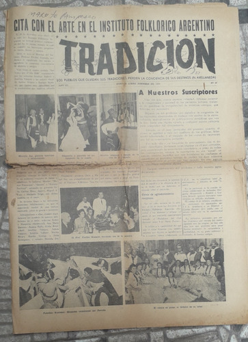 Diario Revista 1957 * Tradicion * Raro N° 20 Peña Folklore
