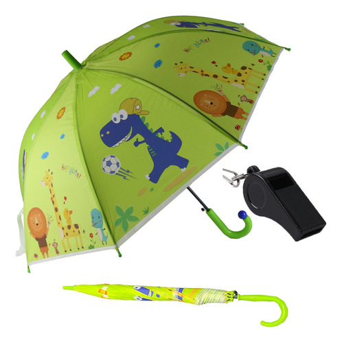 Paraguas Infantil Con Silbato, Goma Eva Estampados Color Verde Claro