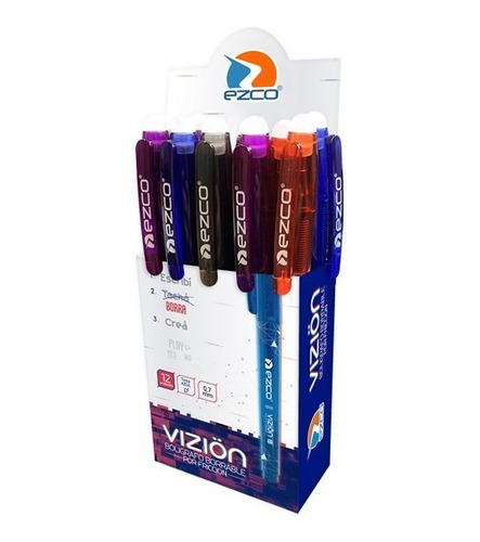 Roller Borrable X Friccion Ezco Vizion Tinta Azul X 12 Unid