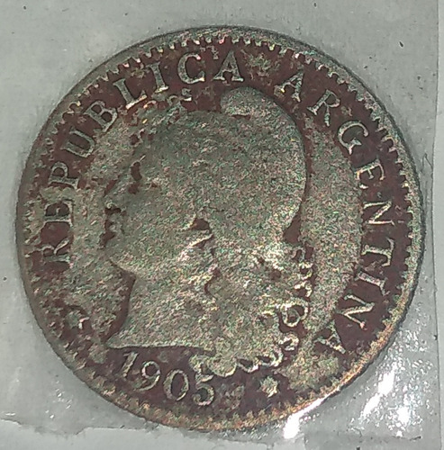 Moneda Antigua Argentina 5cvs Año 1905 Niquel