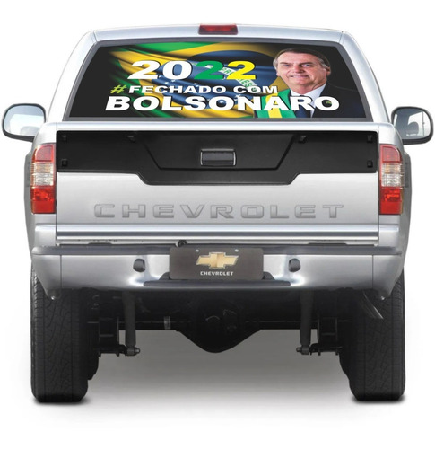 Imagem 1 de 7 de  Adesivo Perfurado Bolsonaro 2022 Para Vidro Carro Pequeno