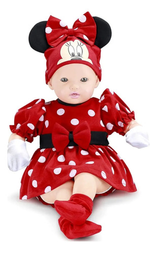 Boneca Bebe Recém Nascido Roupinha Touca Minnie Disney