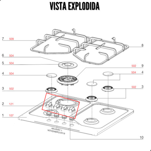 Botão Cooktop Electrolux Gt75x Gt60x Gt75p 1 Un