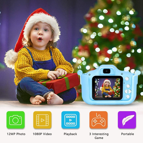 Imagen 3 de 7 de Cámara Digital Niño 20mp Con Funda Gatito 32g Memoria Selfie