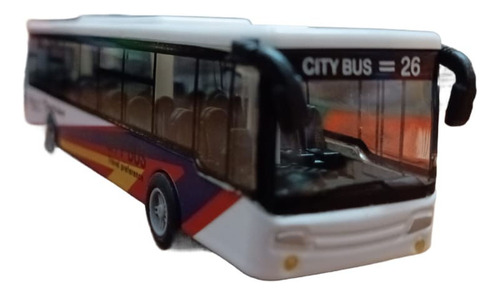 Micro Autobus Xlc Die Cast Metal Friccion Color Blanco