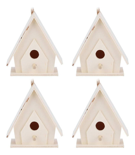 4 Piezas De Casa De Madera Para Pájaros, Mini Casas Colgante