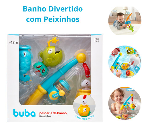Brinquedo Pescaria De Banho Com Vara Anzol Peixes BebĂȘ +18m
