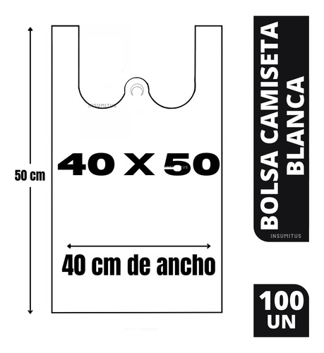 Bolsa Camiseta Blanca 40x50cm (100un) / Bolsa Plastica 