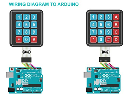 Teclado Matricial De Membrana Diyables 3x4 4x4 Para Arduino,