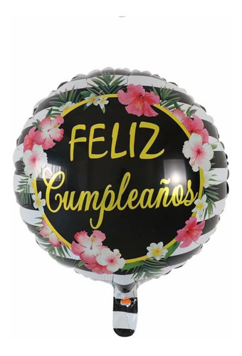 Globo De Feliz Cumpleaños Con Flores