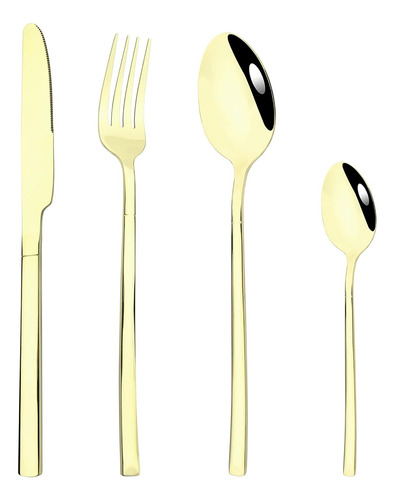 Juego De Cubiertos Janking Mirror Champagne Gold De 24 Pi...