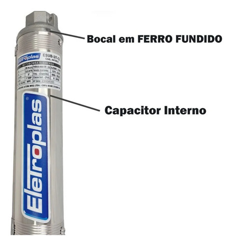 Bomba Submersa Tipo Caneta 1/3hp Eletroplas 3esub-2/7 Ci