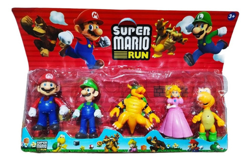 Bonecos Super Mario Bross Mario C/5 Coleccionavel Luigi Mario