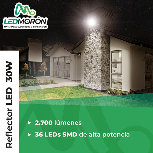 Imagen 4 de 8 de Reflector Led 30w Hi Power Flat Exterior. Garantia