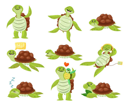 Clipart Tortuga Colores Vivos 1