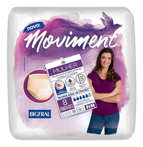Kit Roupa Íntima Descartável Moviment Feminina P/m 64 Uni.