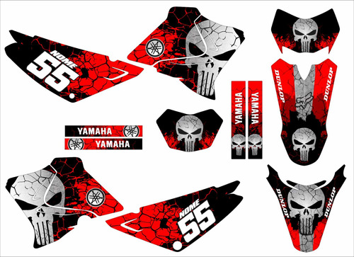 Adesivo Moto Cross Trilha Yh Xtz 125 Punisher Vermelho Lm321