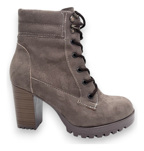 Botines Para Dama De Tacón Alto Con Cordones Elegantes