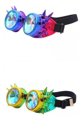 2x Rainbow Steampunk Goggles Lentes De Caleidoscopio