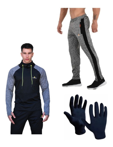 Combo Deportivo Color Surt!!buzo+pantalon Chupin G+guantes T