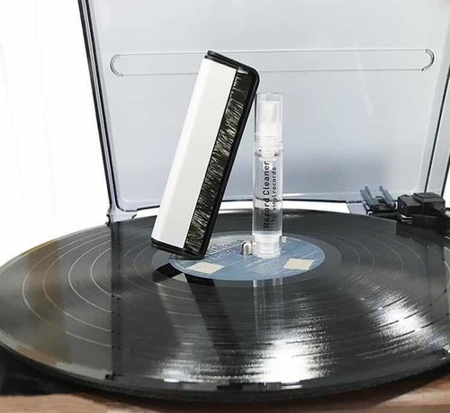 Imagen 3 de 3 de Cepillo Limpia Disco Vinilos + Liquido + Paño Carbono