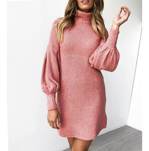 Vestido Tipo Suéter De Cuello Alto Para Mujer, Casual,
