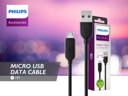 Cable Micro Usb A Usb Para Carga Y Datos V8 Original Philips