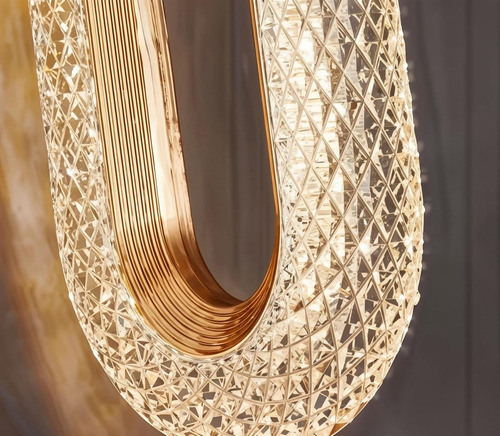 Luminária Pendente Anel De Cristal Oval Led 8w Cor Ajustável
