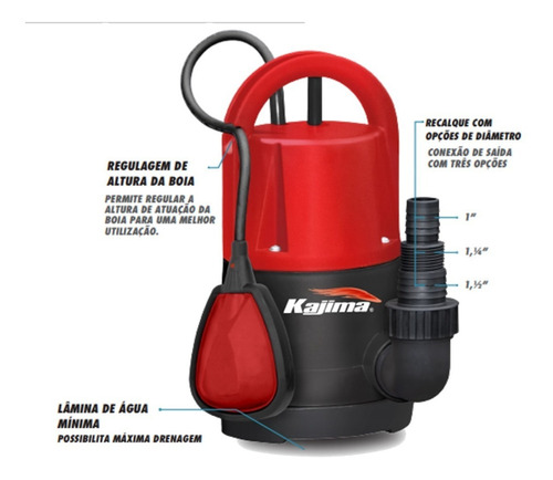 Bomba Submersível  Transferência Aguá Limpa 1/2 Hp 116 L/m