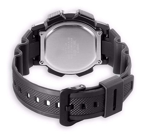Reloj de pulsera Casio Youth Series AE-1000 de cuerpo color negro, digital, para hombre, fondo negro, con correa de resina color negro, dial negro, subesferas color gris, minutero/segundero negro, bisel color negro, luz ámbar y hebilla simple