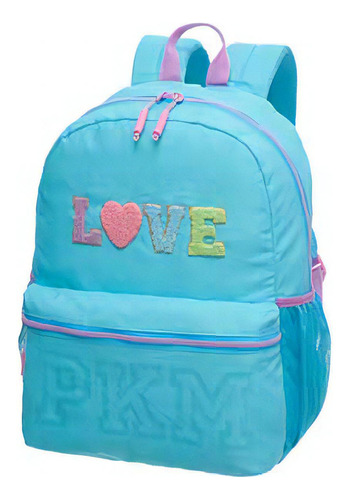Mochila Escolar Pack Me Love - Pacific Cor Azul Desenho do tecido Liso
