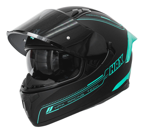 Casco De Motocicleta De Obsidiana Con Doble Visera Para Moto