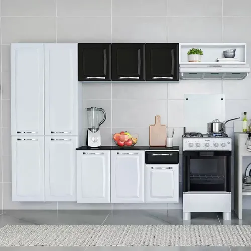 Cozinha Compacta Itatiaia Amanda Plus Com 10 Portas 1 Gaveta Branco E Preto