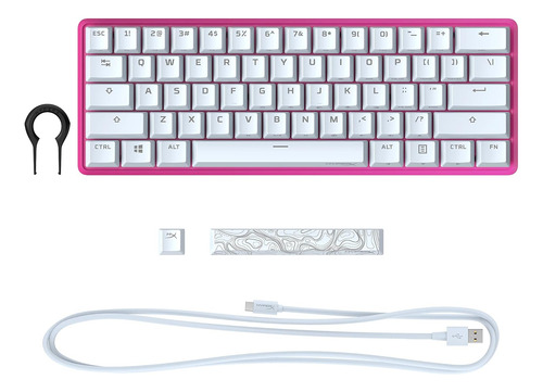Teclado Mecânico Hyperx, De 60%, Rgb, Switch Rojo, Rosa