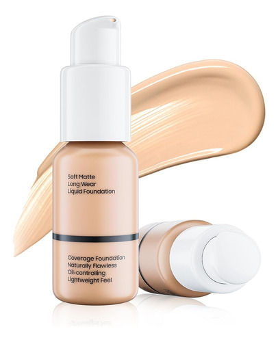 Base LĂquida Mate De Cobertura Completa, Maquillaje Ligero E